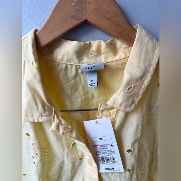 Women's Eyelet Long Sleeve Button-Down Shirt - A New Day - Picture 5 of 12